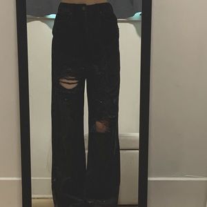 garage denim street wide leg black pants